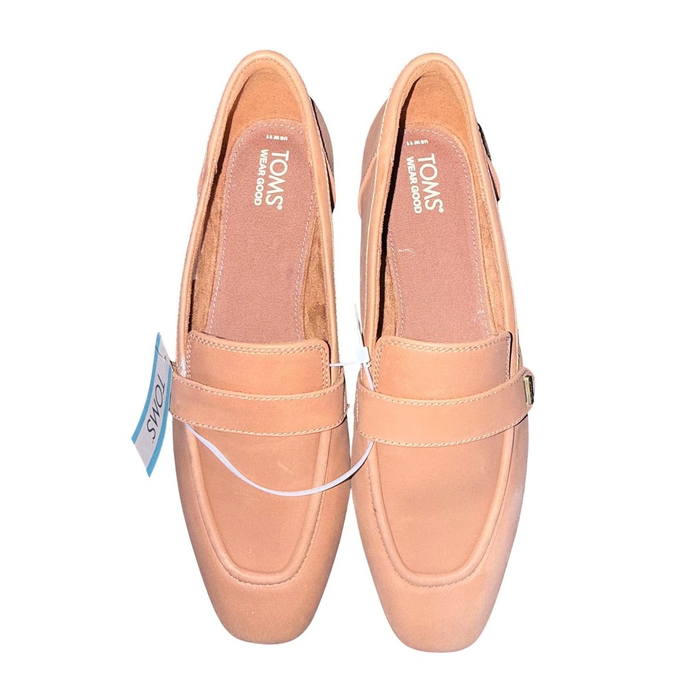 Toms Lynette Brown‎ Sugar Leather Penny Loafers Womens Size 11 Flat Shoes NEW - Picture 7 of 12